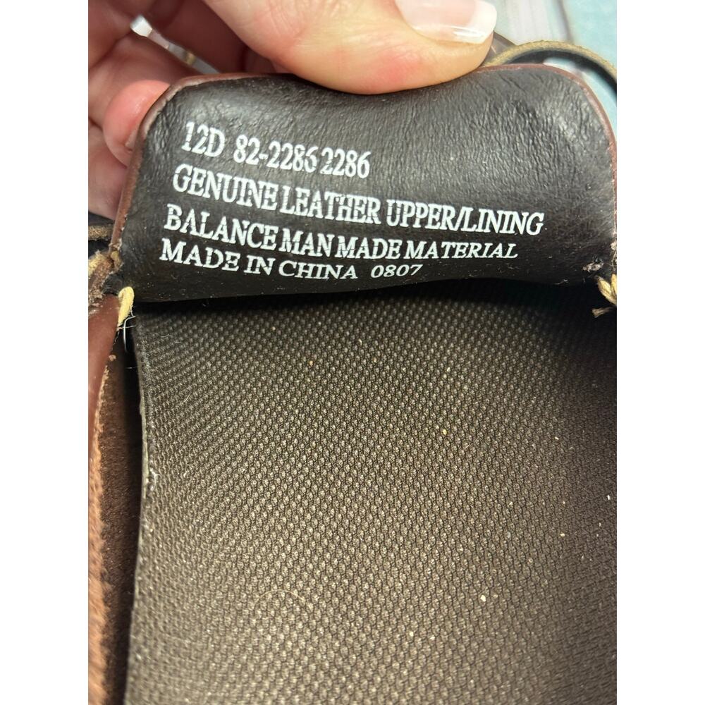 Cabela's Docksider Boat Shoes Brown Leather Vibram Sole Men's Size 12 1 Eye - Picture 7 of 8
